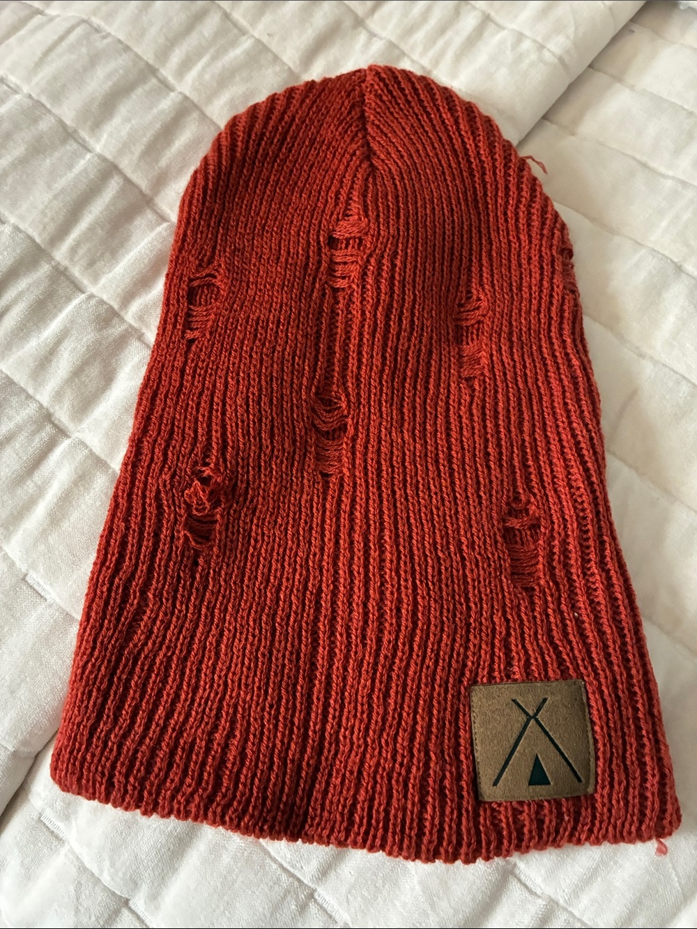 OG Tribe Kelley Rust Distressed Slouchy Knit Beanie Hat